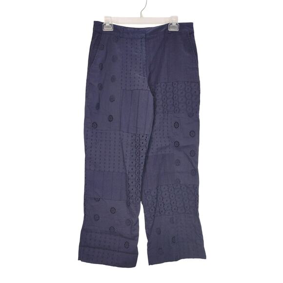 Zara Trouser Pants Patchwork Wide Leg Cotton Lightweight Blue Womens Medium - Picture 2 of 8